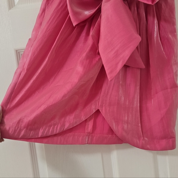 Zara Pink Shimmery Bow Detail Mini Skirt New Size S - Picture 3 of 7